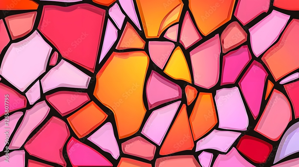 Vibrant Mosaic Pattern with Shades of Pink, Orange, and Red Tones Vibrant Mosaic Pattern with Shades of Pink, Orange, and Red Tones