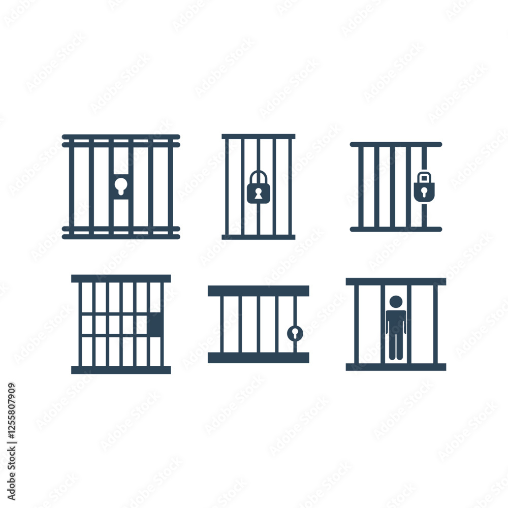 Jail icons set vector design trendy Jail icons set vector design trendy