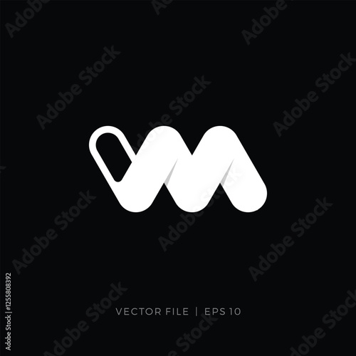 initials VM oultine and solid area logo