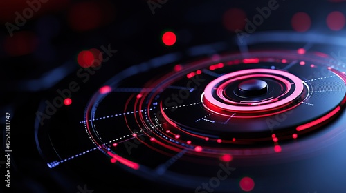 Wallpaper Mural A circular digital interface featuring glowing red and blue elements, conveying a futuristic and high-tech atmosphere. Torontodigital.ca