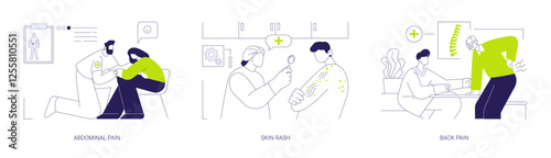 Emerging conditions diagnosis abstract concept vector illustrations.
