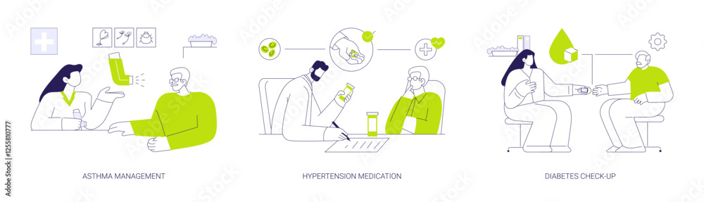 Chronic illness management abstract concept vector illustrations. Chronic illness management abstract concept vector illustrations.