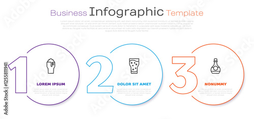 Set line Glass of beer, and Bottle cognac or brandy. Business infographic template. Vector