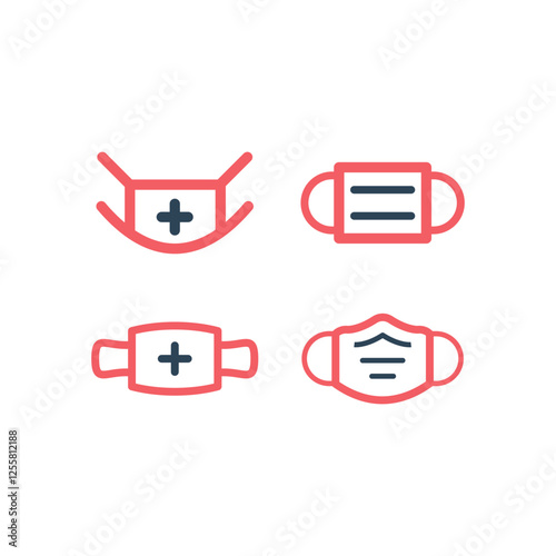 Masker protector health icons set vector illustration