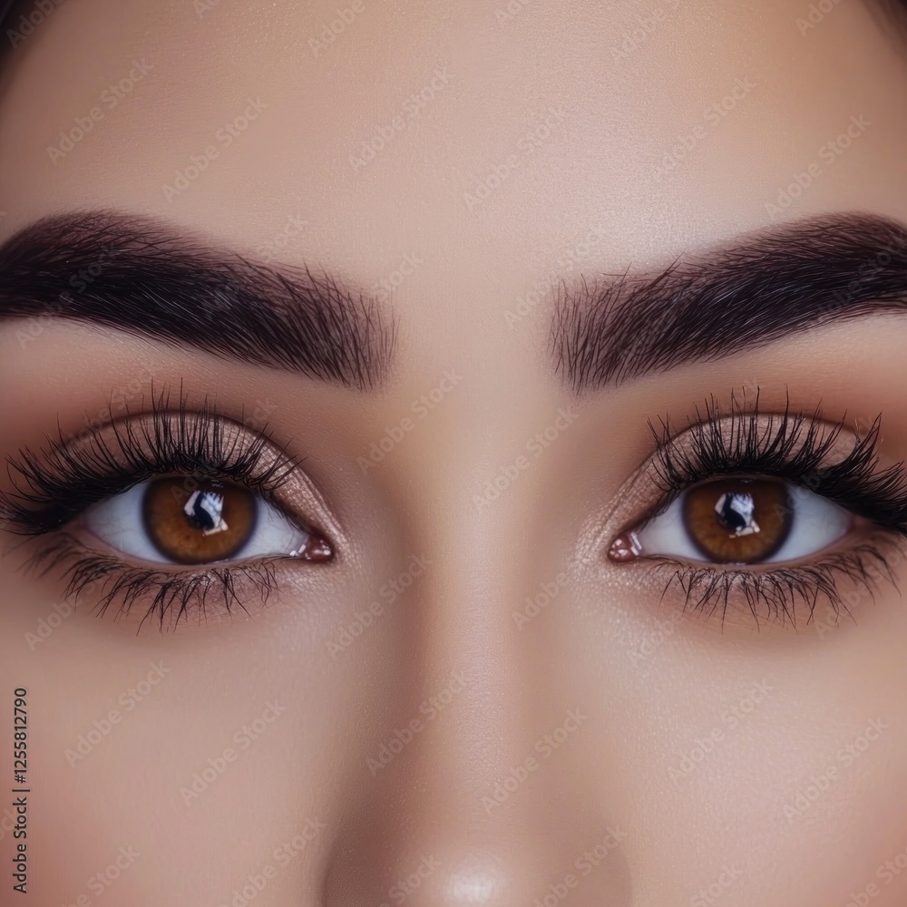 Obraz premium Close-up of brown eyes, makeup, beauty