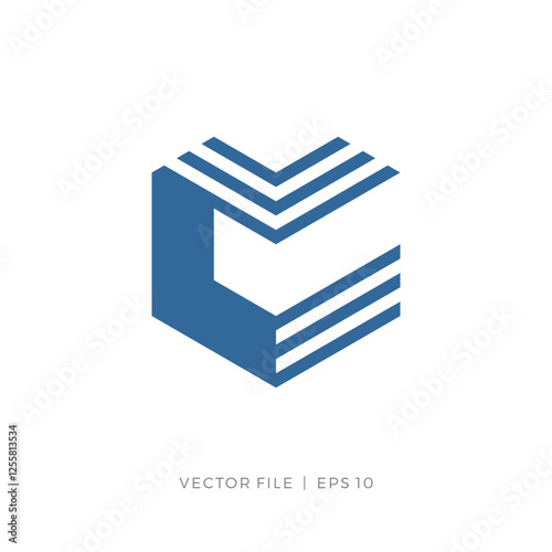 Logo initials letters LC stripes and solid area
