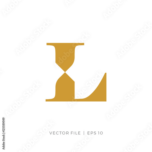 Logo of initial letter L and hourglass or infinity