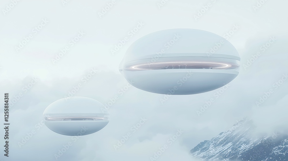 Obraz premium Eco-friendly hydrogen airships for sustainable travel, innovative technology, reducing carbon footprint, promoting green transportation, revolutionizing eco-conscious journeys