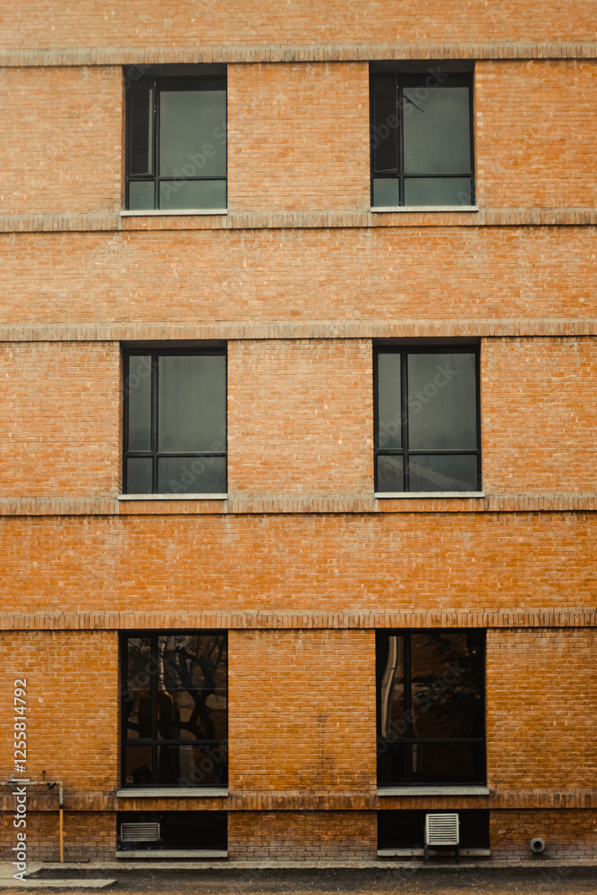 Fototapeta premium old brick wall with windows