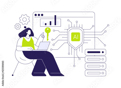 AI-Enhanced Data Security abstract concept vector illustration.