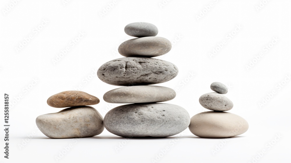 Sea Stones Pyramid Cut Out Isolated White Background Sea Stones Pyramid Cut Out Isolated White Background