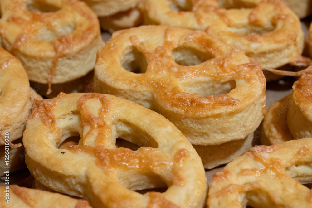 Golden brown homemade cheese pretzel biscuits
Golden brown homemade cheese pretzel biscuits