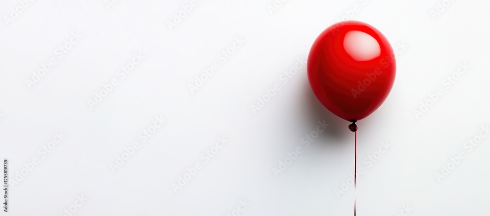 Red Balloon Floats Gently Against White Background: A Simple Image of Celebration and Joy. Red Balloon Floats Gently Against White Background: A Simple Image of Celebration and Joy.