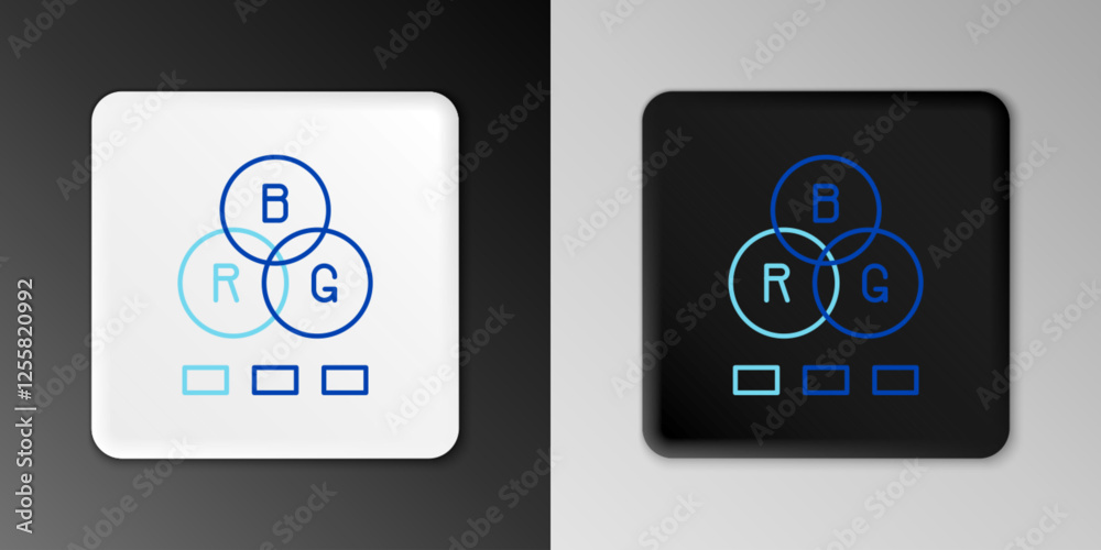 Line RGB color mixing icon isolated on grey background. Colorful outline concept. Vector Line RGB color mixing icon isolated on grey background. Colorful outline concept. Vector