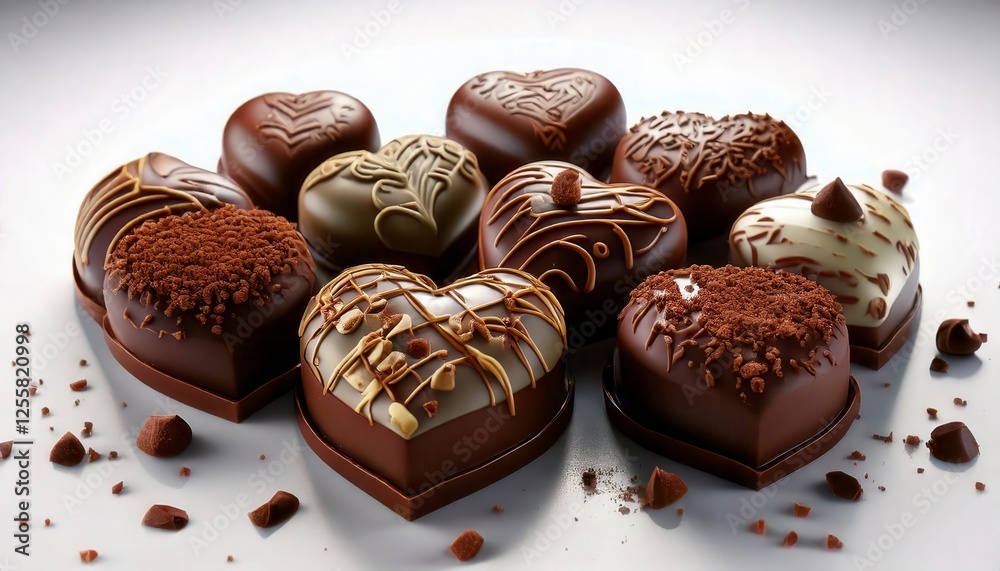 Elegant Heart Shaped Chocolate Truffles with Glossy Finish Display Elegant Heart Shaped Chocolate Truffles with Glossy Finish Display