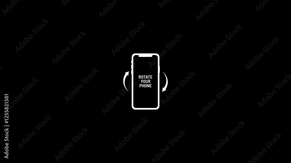 Turn the phone horizontally and vertically white icon. rotate your phone to landscape animation on alpha channel transparent background