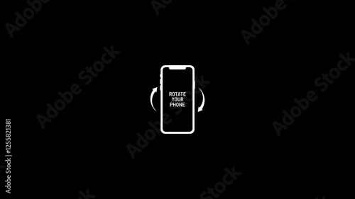 Turn the phone horizontally and vertically white icon. rotate your phone to landscape animation on alpha channel transparent background