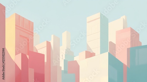 Pastel Cityscape A Dreamlike Architectural Scene