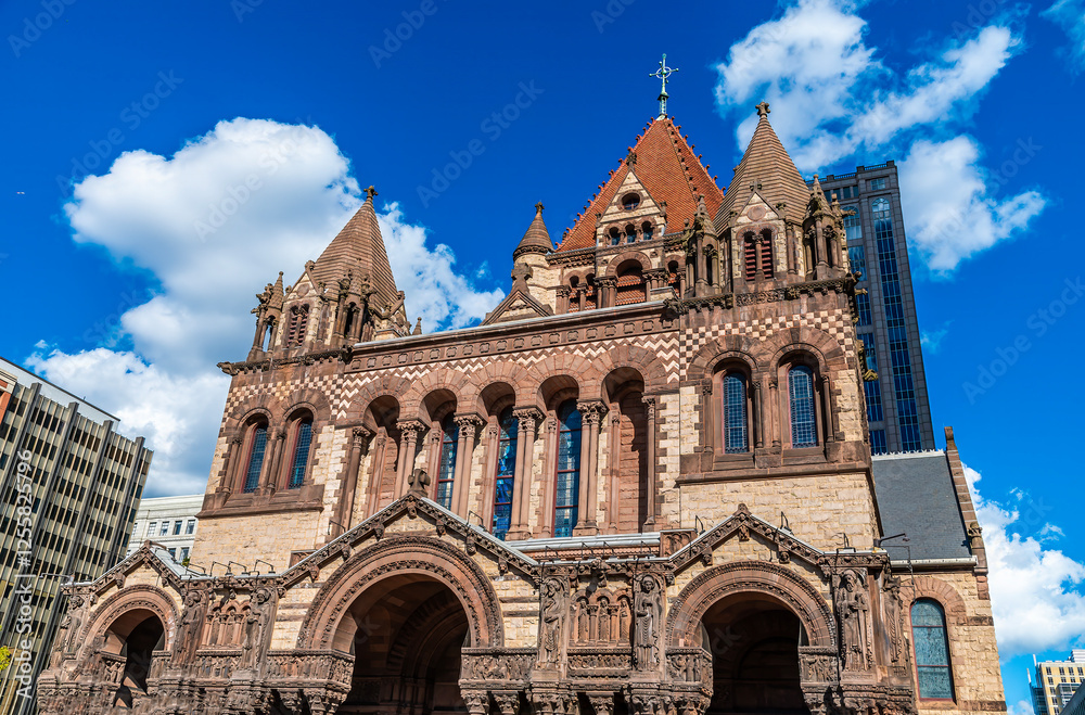 A view across Copley Square towards Trinity Church in Boston in the fall A view across Copley Square towards Trinity Church in Boston in the fall