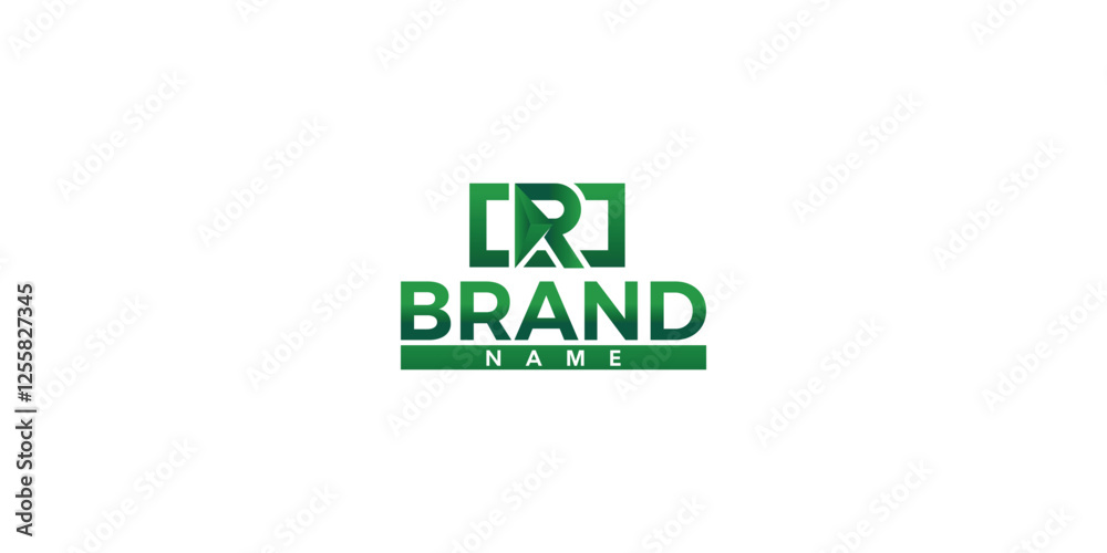 Fototapeta premium Gradient Green Letter R Abstract style Brand Logo