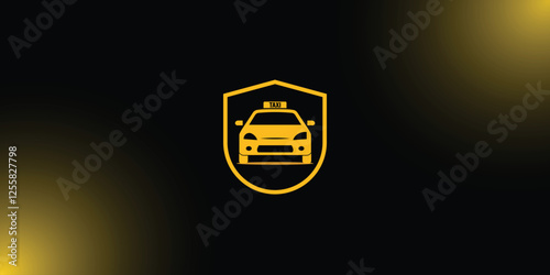 Yellow Taxi icon in a Shield minimal style 