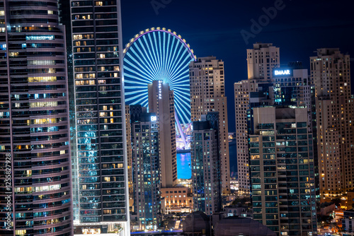 Photography view of city skyline at night