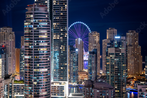 Photography view of city skyline at night