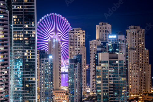Photography view of city skyline at night