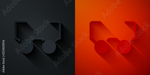 Paper cut Glasses icon isolated on black and red background. Eyeglass frame symbol. Paper art style. Vector