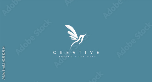 abstract fly hummingbird logo vintage. beauty colibri bird logo outline symbol, freedom birds vector logo template