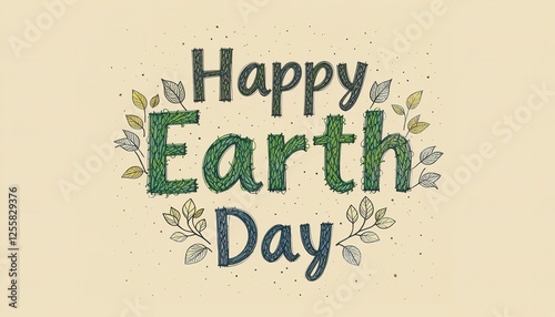 Happy Earth Day Green Nature Leaves Eco Friendly Spring Celebration Environmental Protection Sustainable Graphic Design Text Illustration Floral       photo