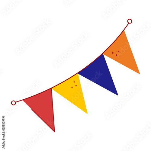 Festive garland with rectangular flags color. Hand drawn clip art for your project.