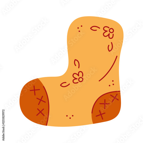 Felt boot color. Hand drawn clip art for your project.