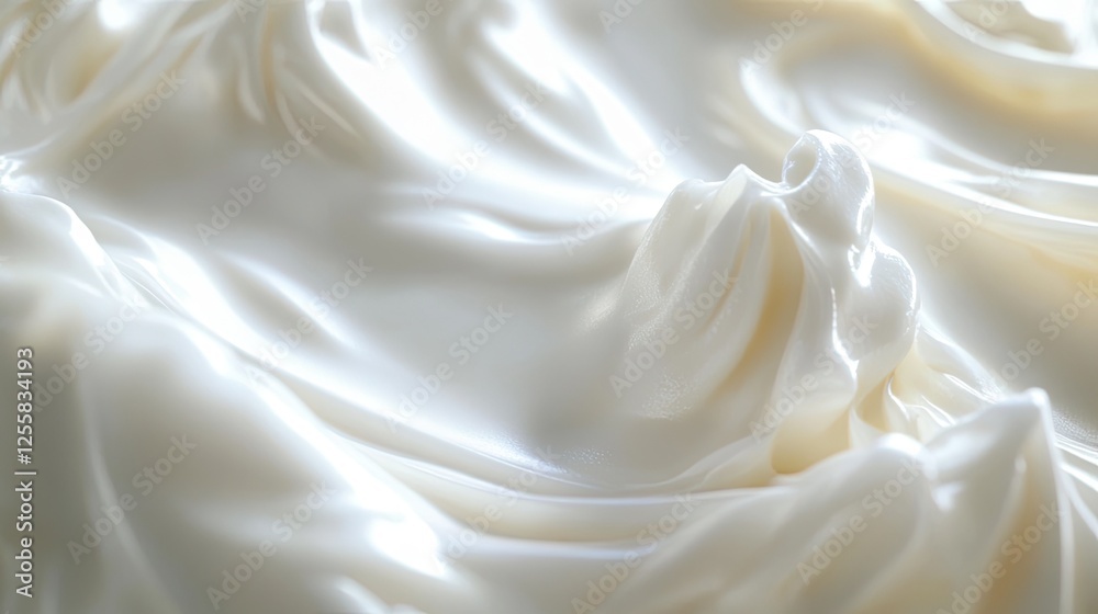 Fototapeta premium Luxurious White Cream Texture with Smooth Waves and Subtle Reflections