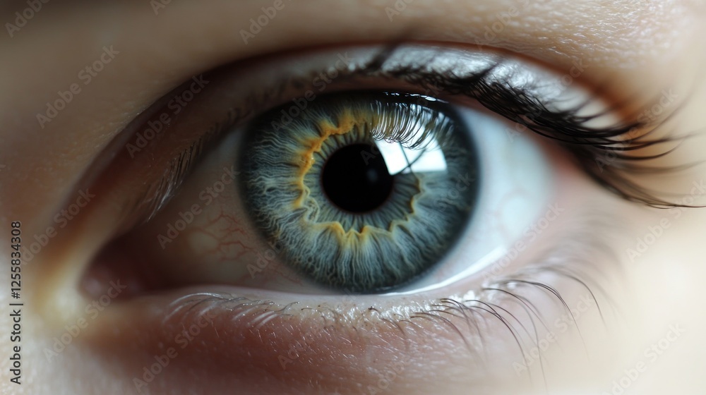 Macro Image of a Striking Blue Human Eye with Intricate Detail Macro Image of a Striking Blue Human Eye with Intricate Detail