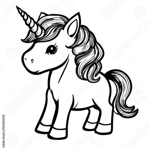Kawaii Unicorn Coloring Page photo