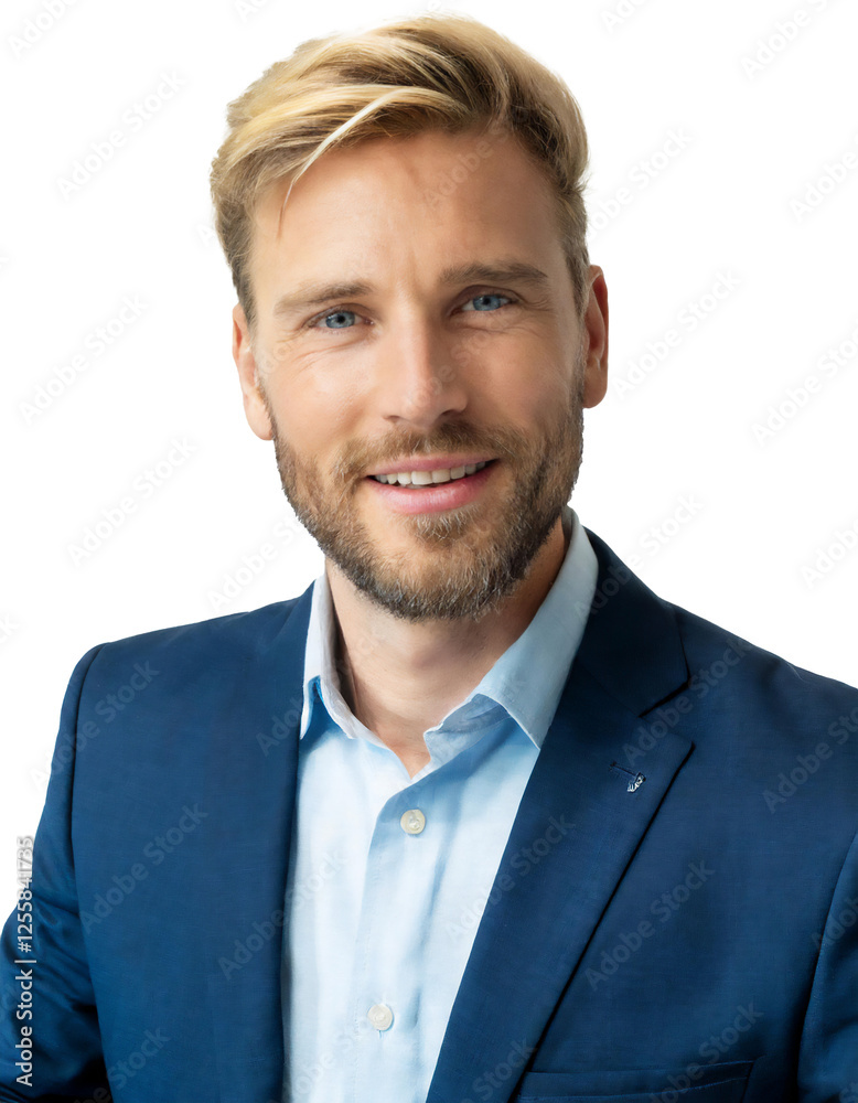 Portrait of only one Man. White Background. Portrait of only one Man. White Background.
