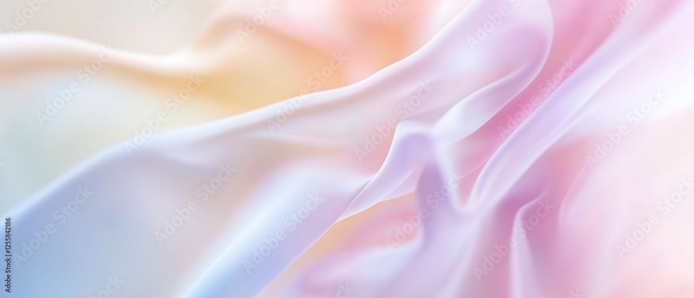 Fototapeta premium Pastel silk fabric texture, soft folds, background, design
