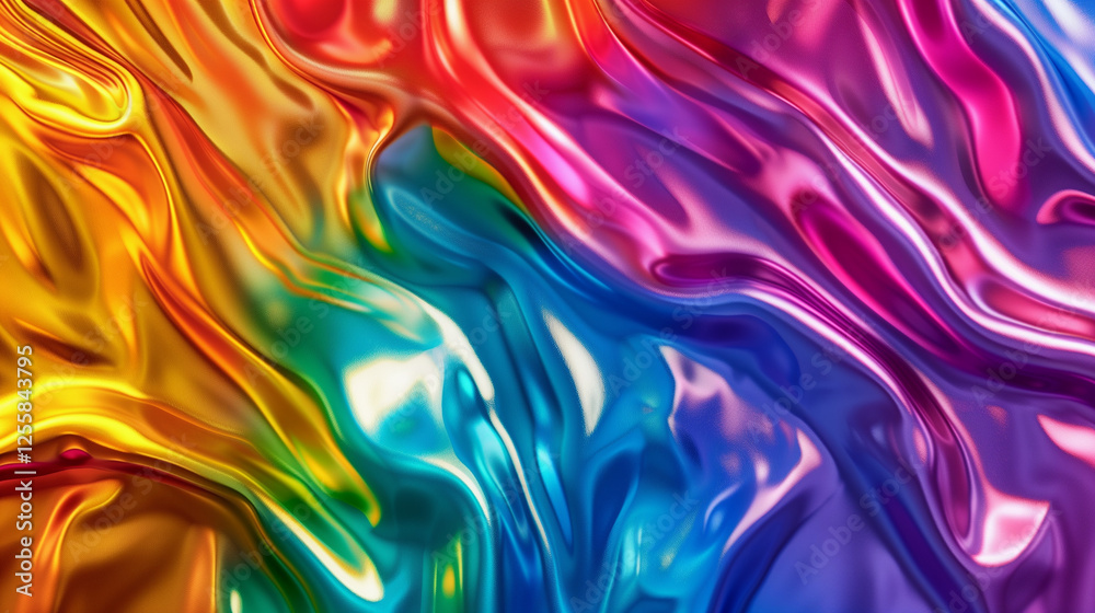 Fototapeta premium vibrant liquid metal waves dynamic rainbow background colorful flowing seamless energy motion