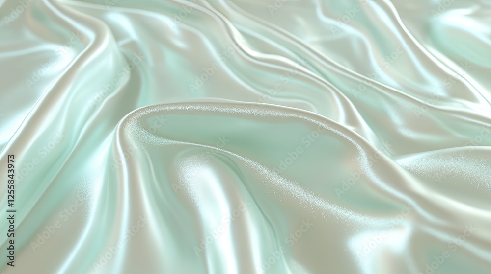 Obraz premium Elegant Abstract Background of Flowing Light Green Satin Fabric Texture