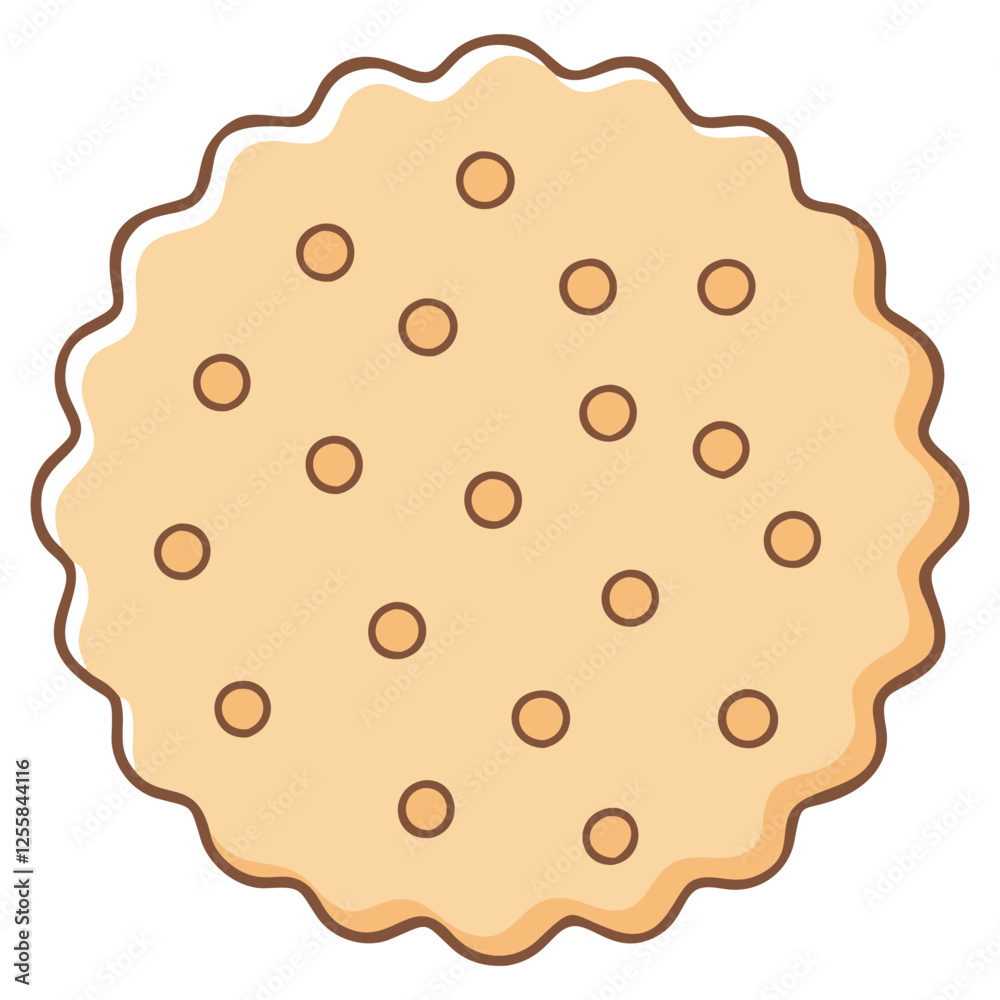 Vector Illustration of Biscuit with Dots, A simple vector illustration of a round biscuit with dot patterns, perfect for snack or dessert concepts.
Vector Illustration of Biscuit with Dots, A simple vector illustration of a round biscuit with dot patterns, perfect for snack or dessert concepts.