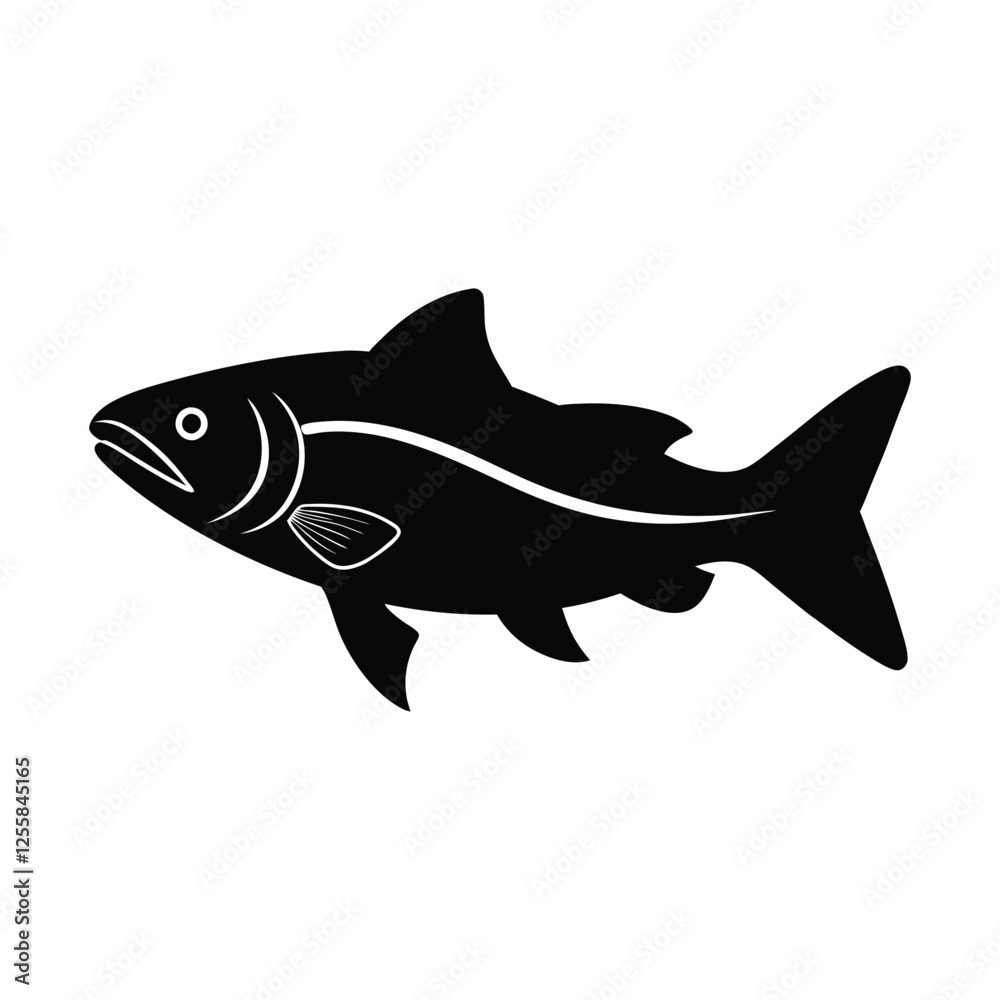 Obraz premium salmon fish silhouette vector illustration.
