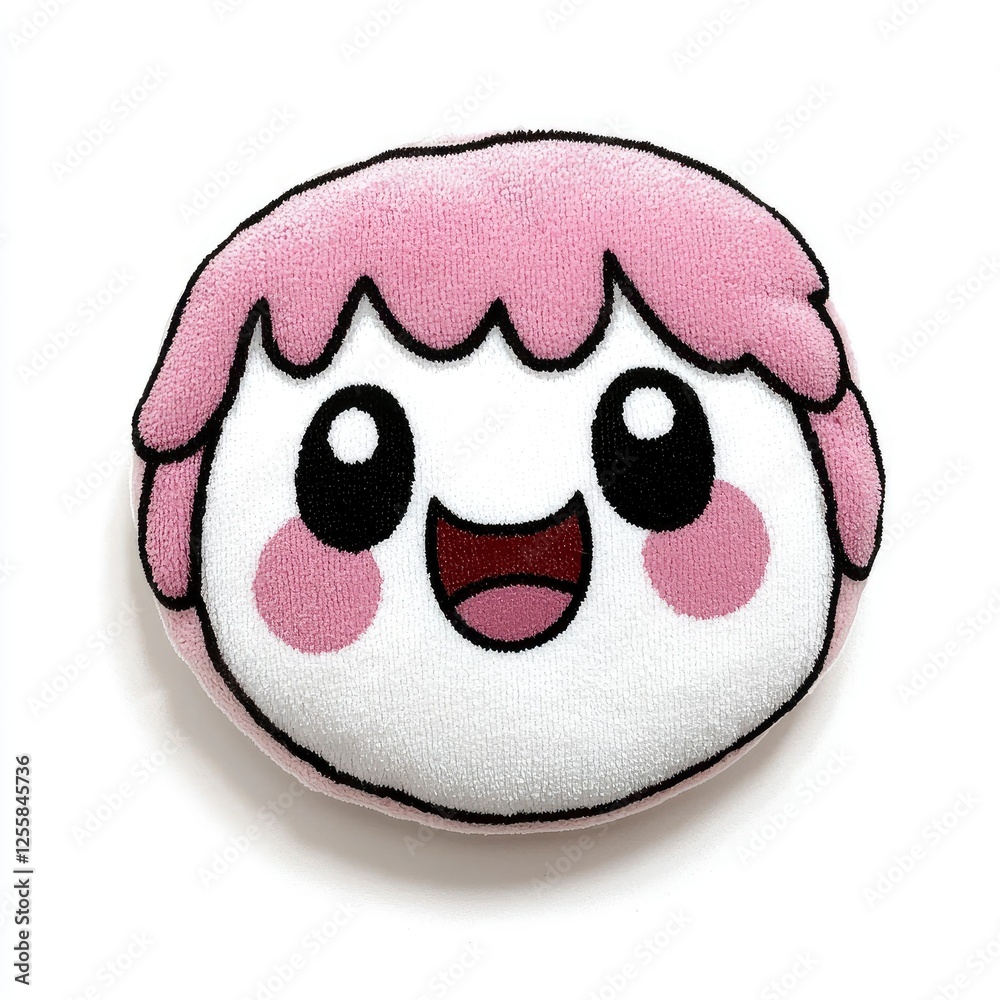 Adorable Pink-Haired Plush Toy Character Cushion Adorable Pink-Haired Plush Toy Character Cushion