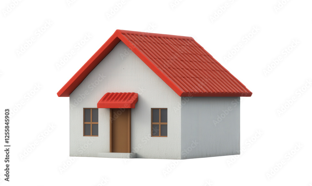 A small house with a red roof A small house with a red roof