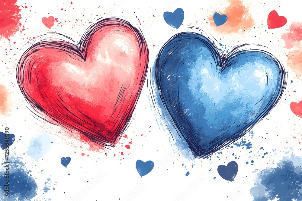 Obraz premium Colorful abstract hearts, perfect for Valentine's Day designs