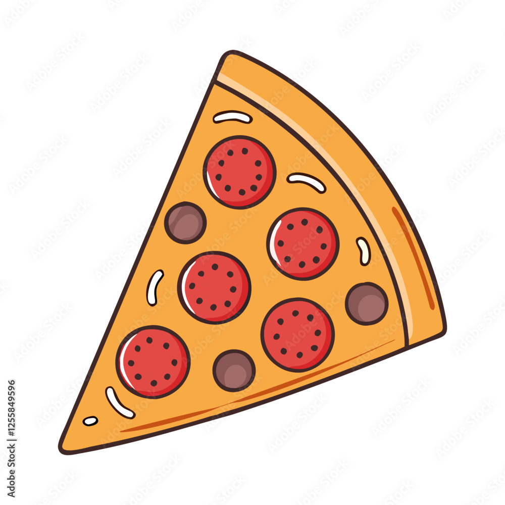 Vector illustration of a pepperoni pizza slice, A fun vector illustration of a slice of pepperoni pizza, topped with melted cheese and savory pepperoni.
Vector illustration of a pepperoni pizza slice, A fun vector illustration of a slice of pepperoni pizza, topped with melted cheese and savory pepperoni.