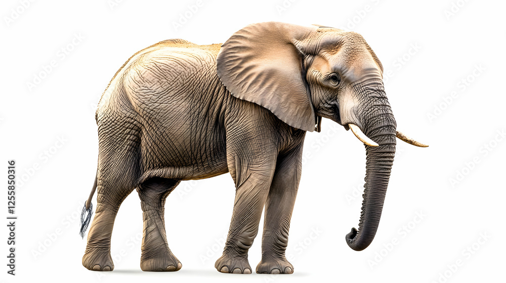 Obraz premium Realistic Image Majestic Elephant Wildlife Photography on White Background