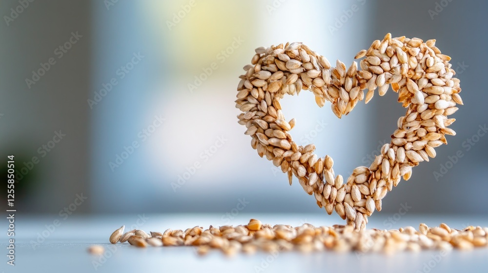 Heart shape made of sesame seeds on light background Heart shape made of sesame seeds on light background