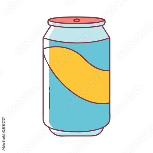 Illustration of a Soft Drink Can with Simple Design, Vector illustration of a soft drink can with a vibrant color pattern and a clean design.
