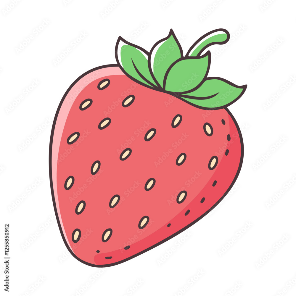 Illustration of a Fresh Strawberry, Vector illustration of a bright red strawberry with green leaves, highlighting its fresh and vibrant appearance.
Illustration of a Fresh Strawberry, Vector illustration of a bright red strawberry with green leaves, highlighting its fresh and vibrant appearance.